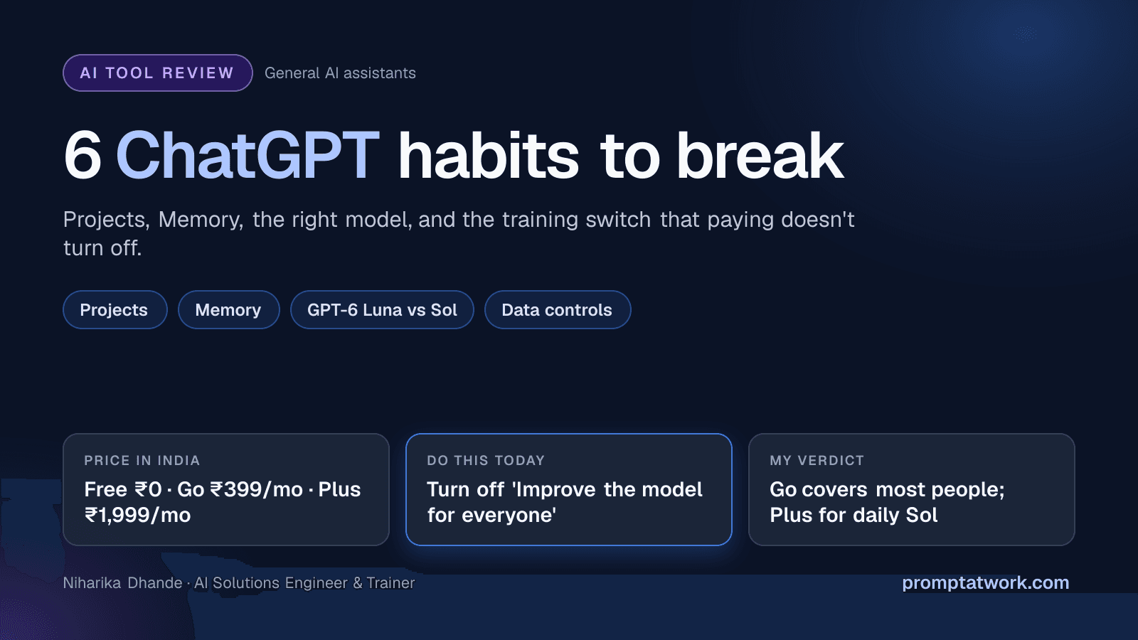 Six ChatGPT Habits Worth Breaking This Week: the review in one card